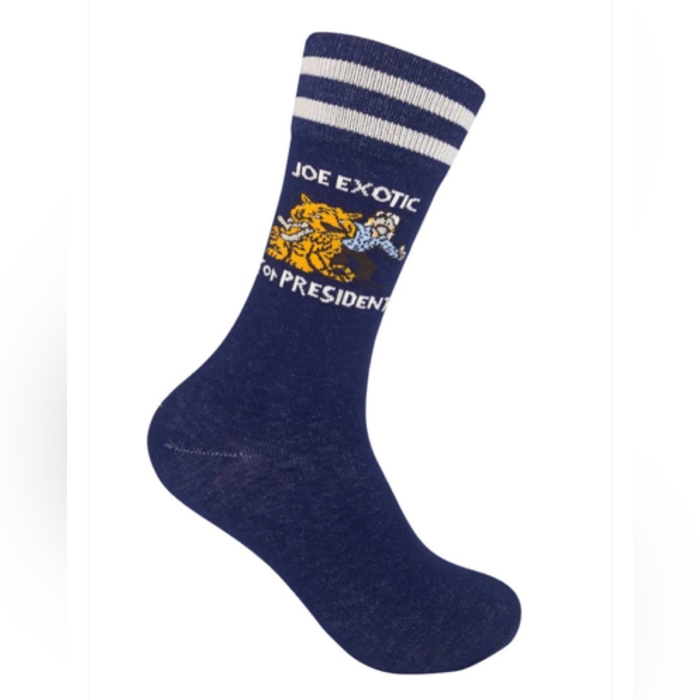 Funatic Joe Exotic For President Tiger King Funny Socks NWT New Unisex Crew